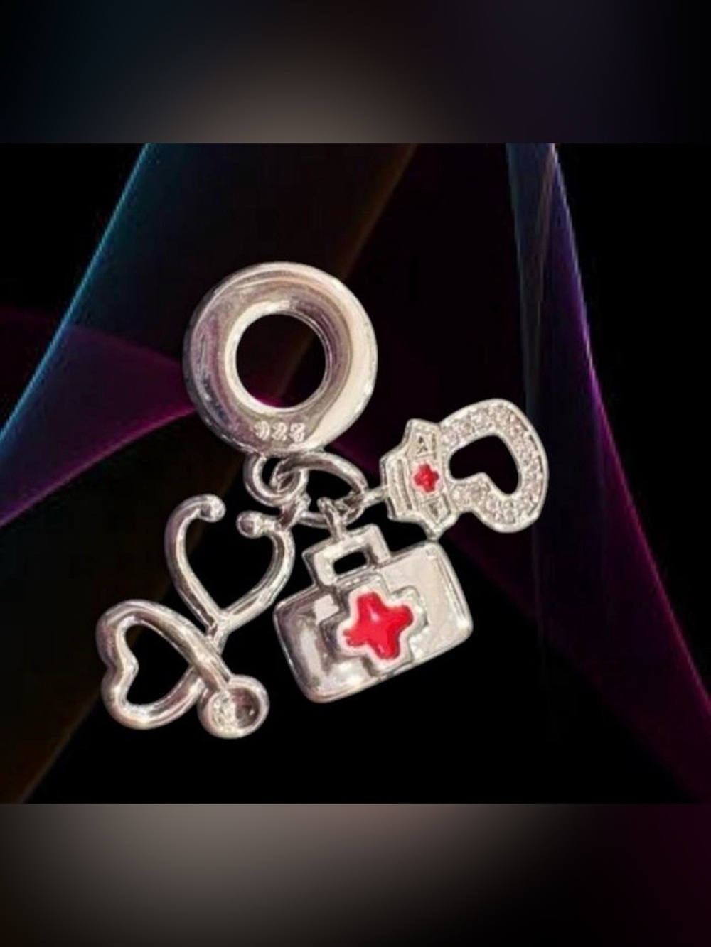 Silver Medical Nurse Charm Pendant with Gift Box